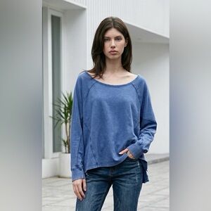 We the Free People 8 10 Boho Blue Fall Top Women’s M L RELAXED FIT Medium